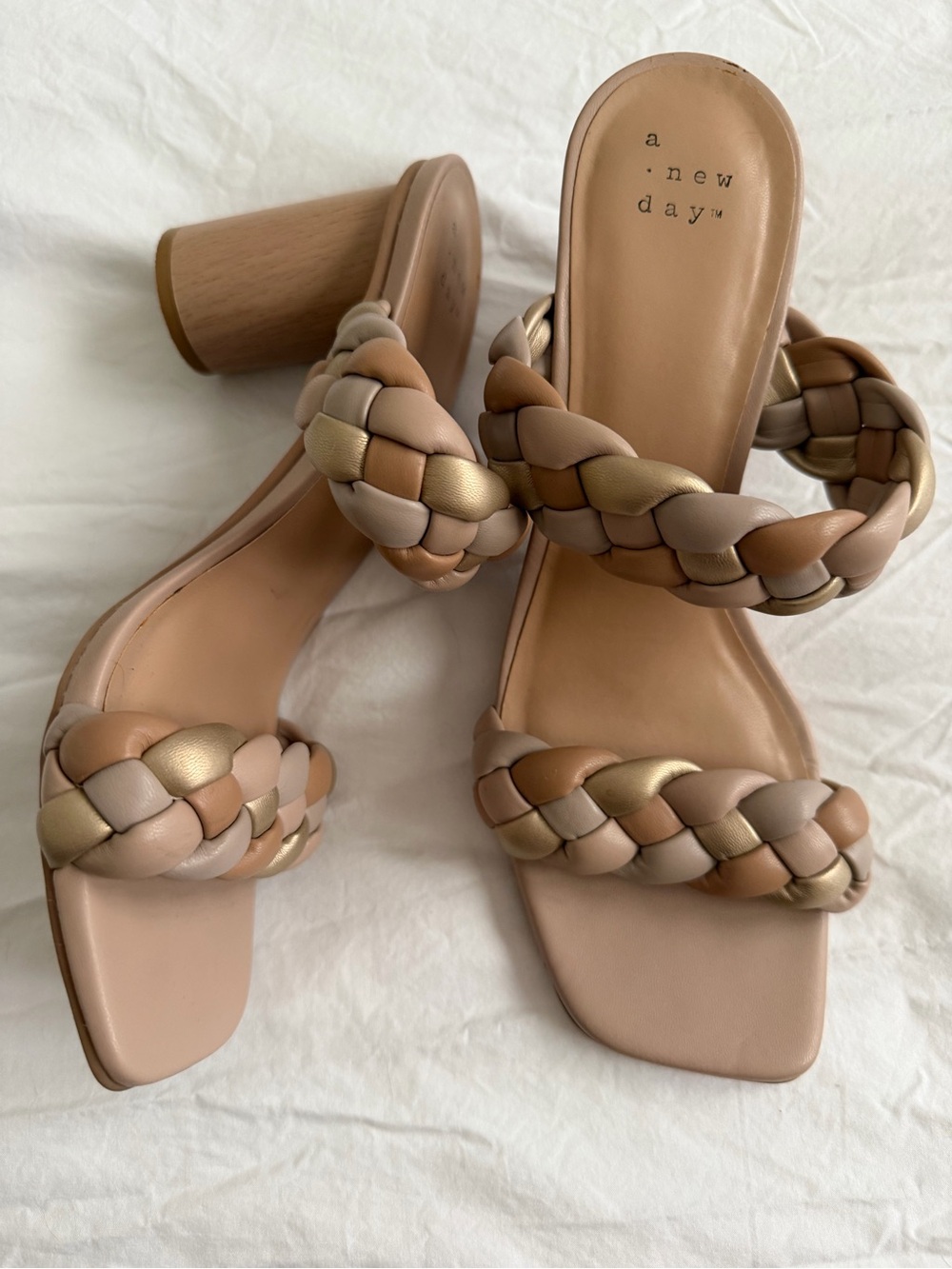 a new day Neutral Braided Double-Strap Block Heel Sandals - Picture 1 of 2
